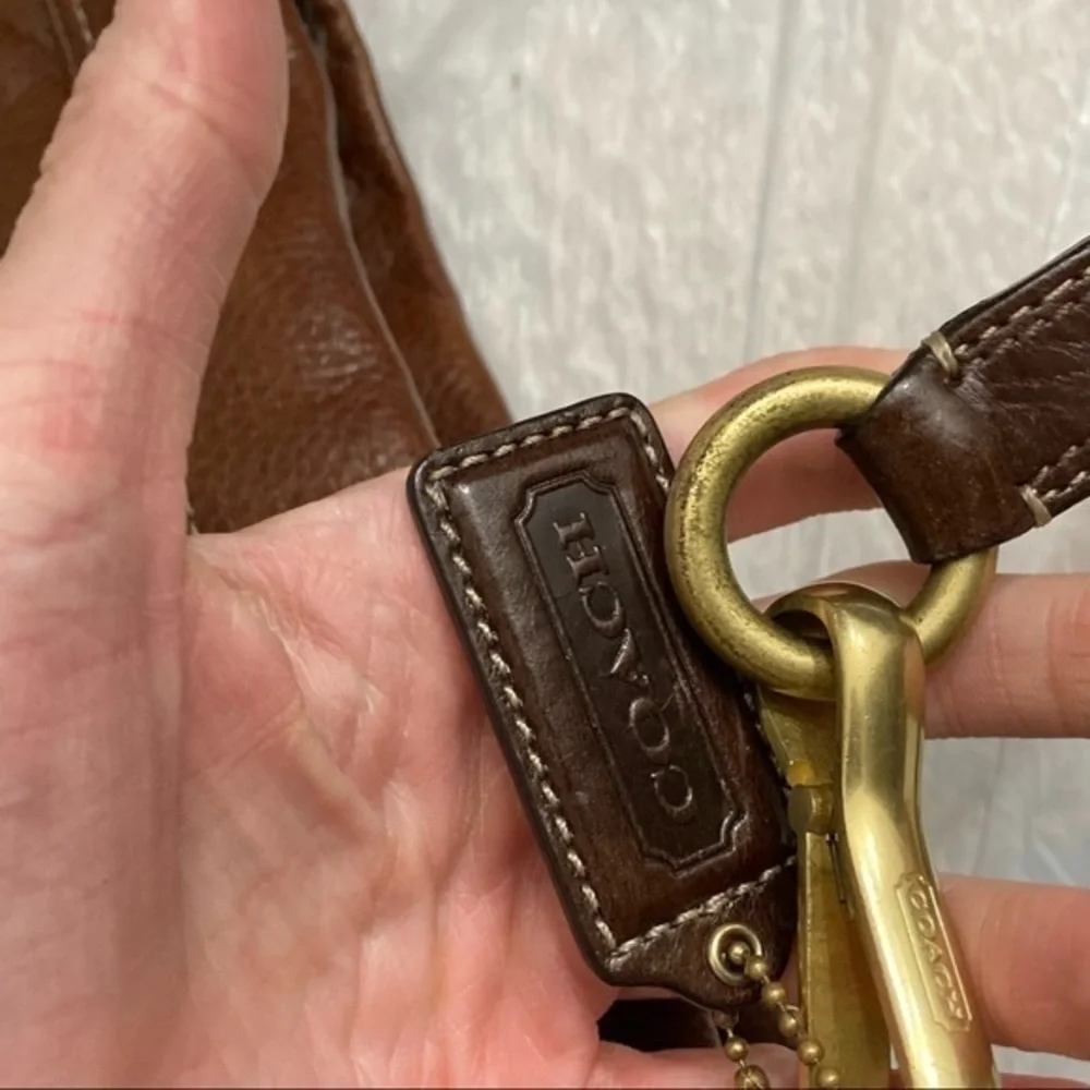 Coach brown pebbled leather pleated bag